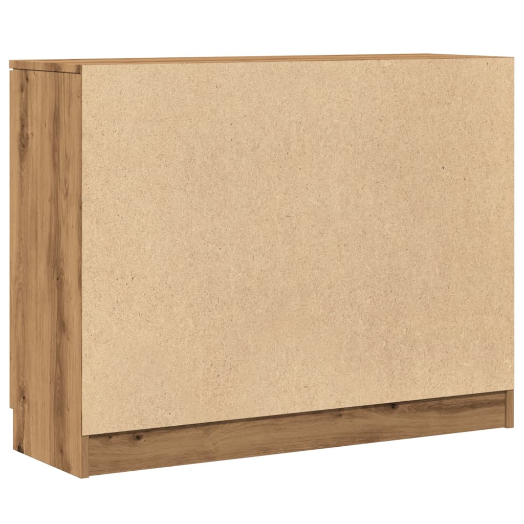 Dressoir 90,5x30x70 cm bewerkt hout artisanaal eikenkleur