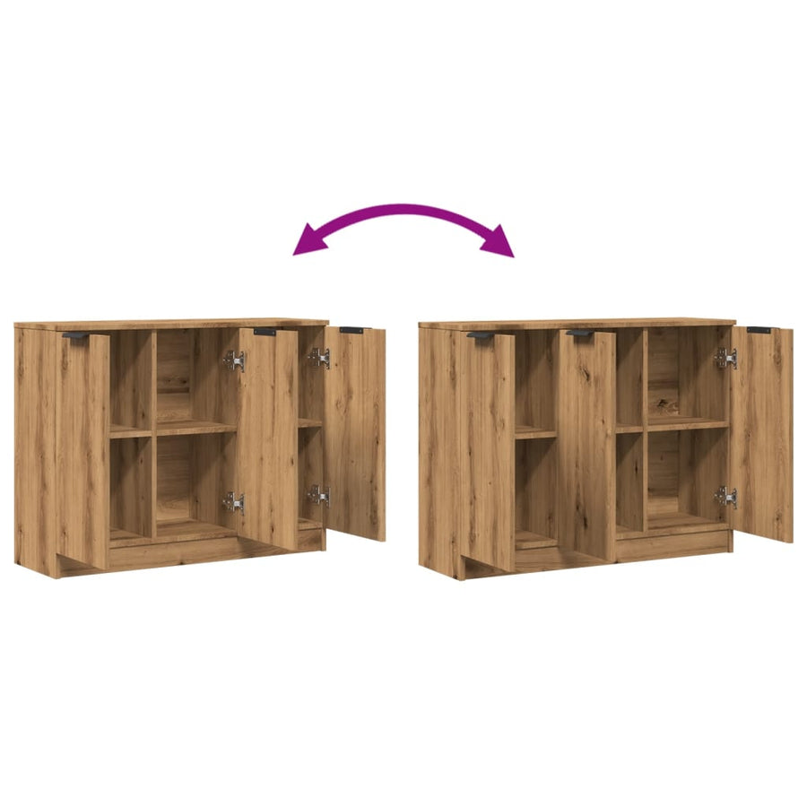 Dressoir 90,5x30x70 cm bewerkt hout artisanaal eikenkleur