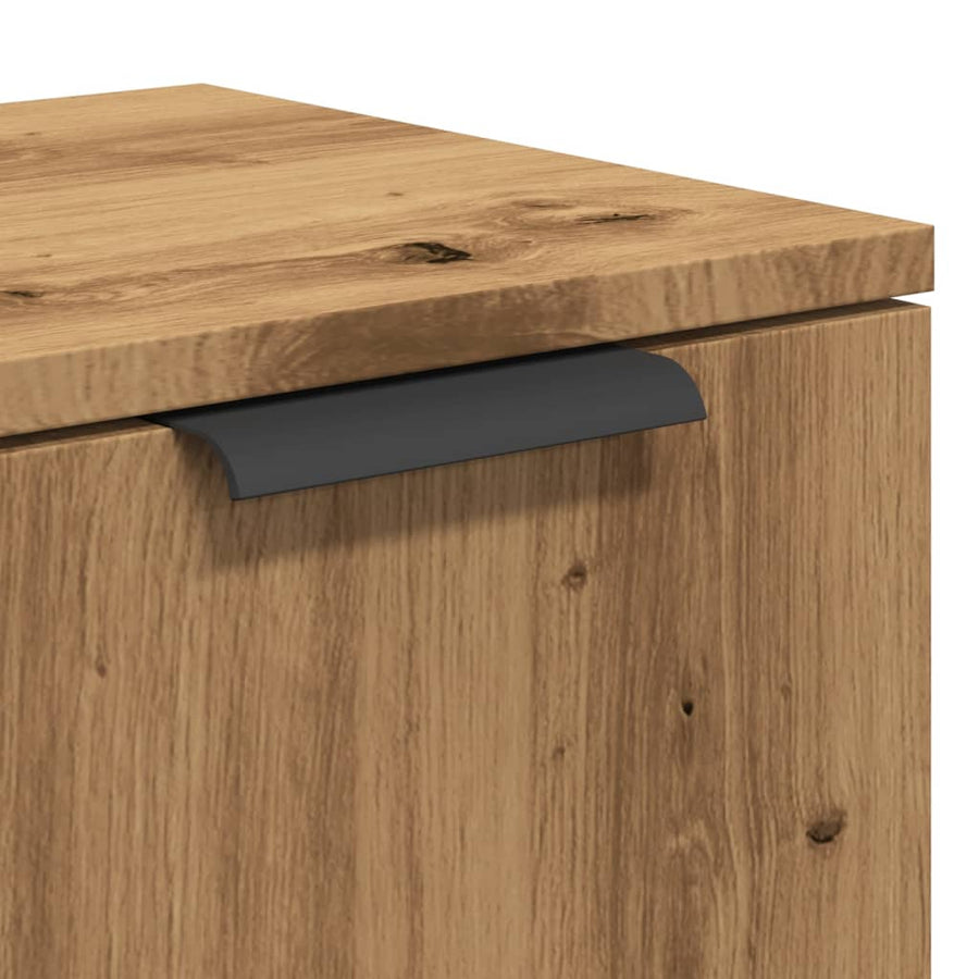 Dressoir 90,5x30x70 cm bewerkt hout artisanaal eikenkleur