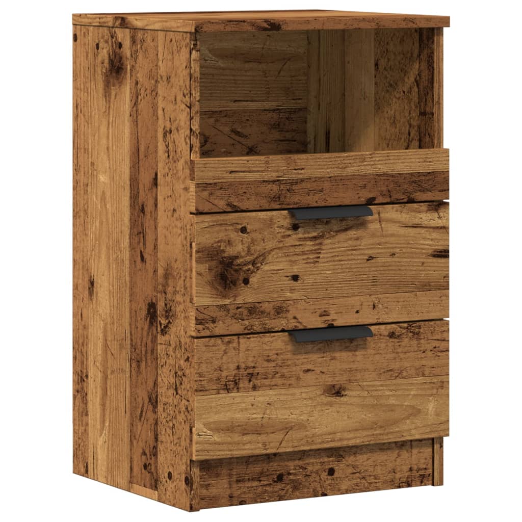 Nachtkastjes 2 st 40x36x65 cm bewerkt hout oud houtkleurig