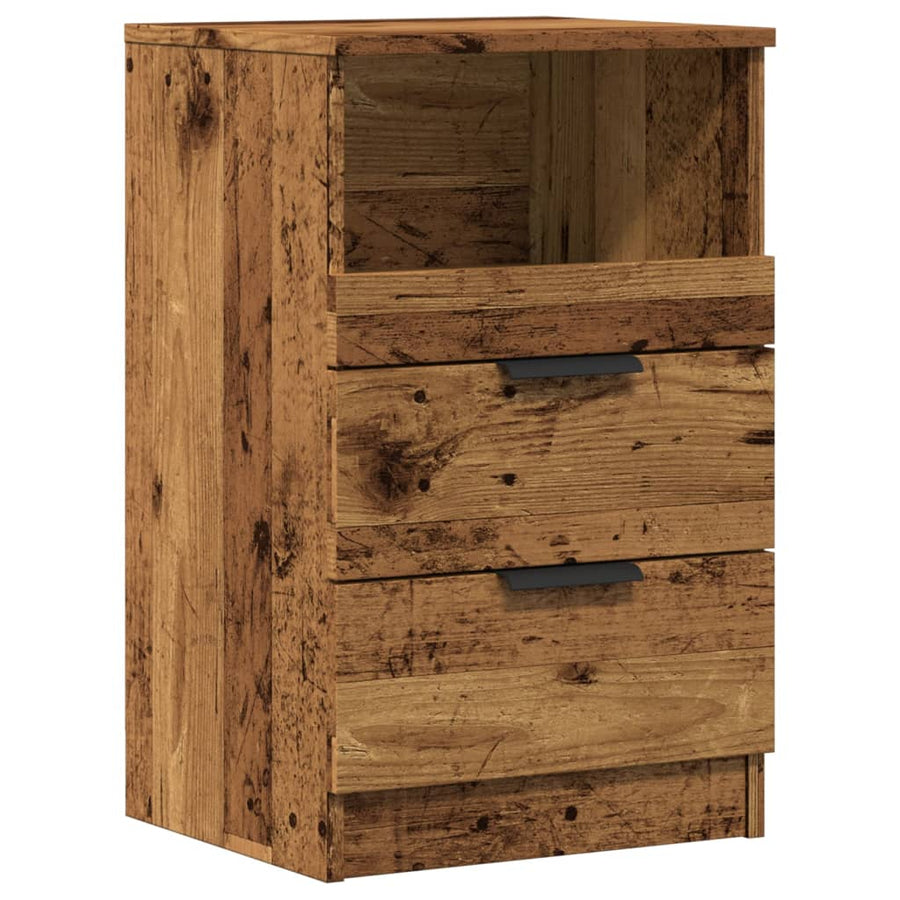 Nachtkastjes 2 st 40x36x65 cm bewerkt hout oud houtkleurig