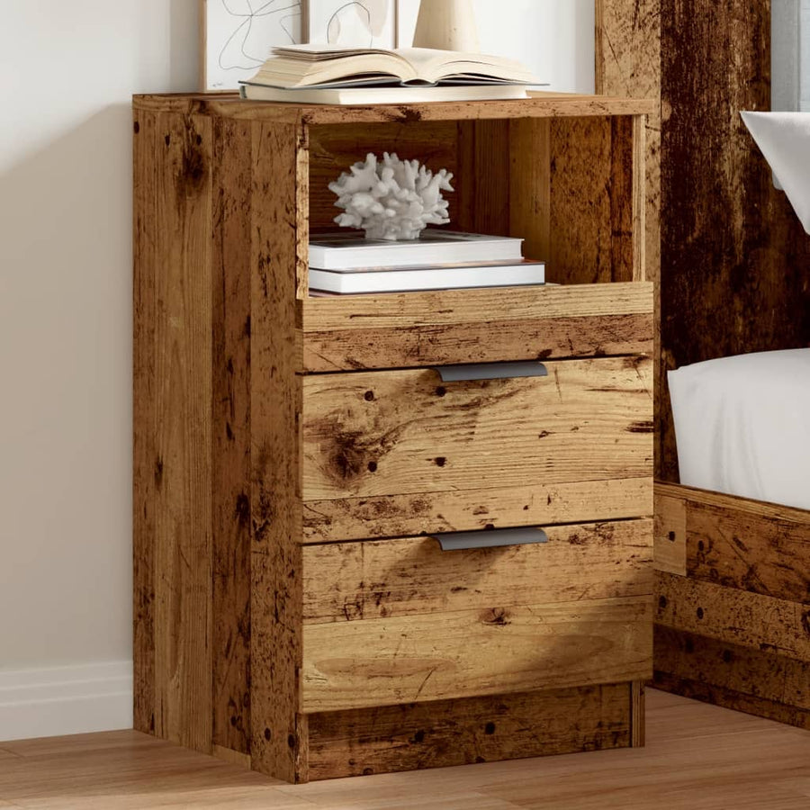Nachtkastjes 2 st 40x36x65 cm bewerkt hout oud houtkleurig