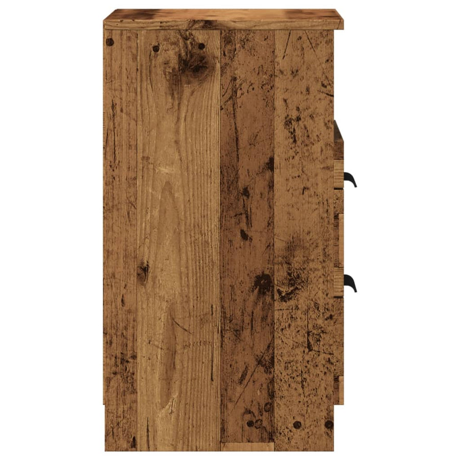 Nachtkastjes 2 st 40x36x65 cm bewerkt hout oud houtkleurig