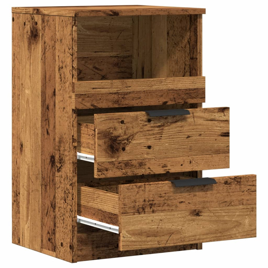 Nachtkastjes 2 st 40x36x65 cm bewerkt hout oud houtkleurig