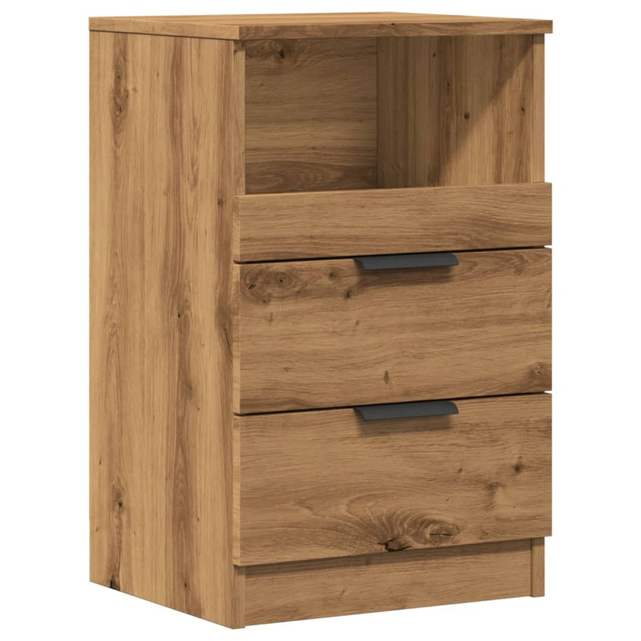 Nachtkastje 40x36x65 cm bewerkt hout artisanaal eikenkleurig