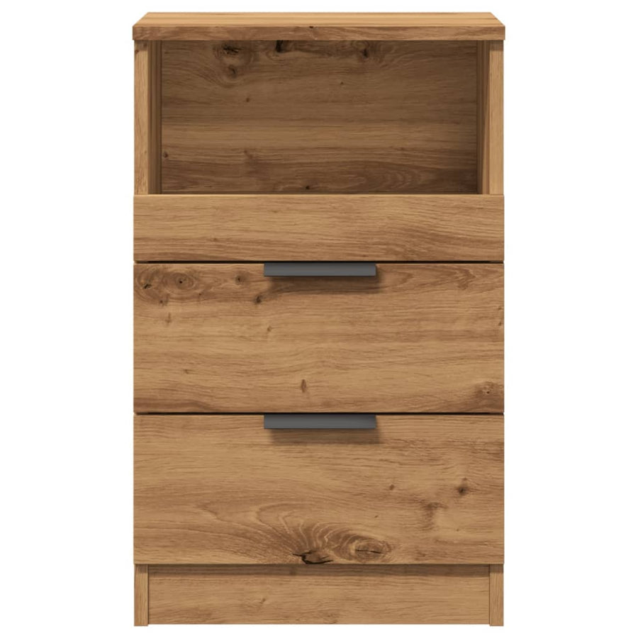 Nachtkastje 40x36x65 cm bewerkt hout artisanaal eikenkleurig