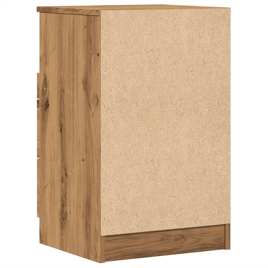 Nachtkastje 40x36x65 cm bewerkt hout artisanaal eikenkleurig