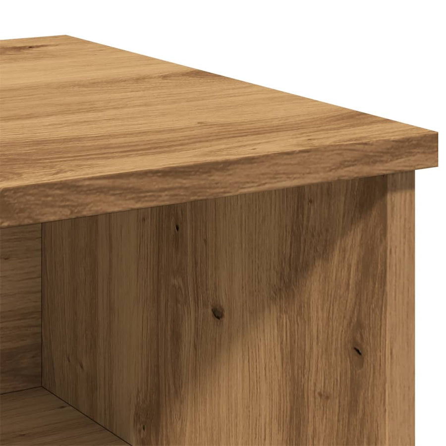 Nachtkastje 40x36x65 cm bewerkt hout artisanaal eikenkleurig