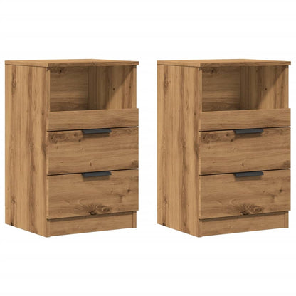 Nachtkastjes 2 st 40x36x65cm bewerkt hout artisanaal eikenkleur