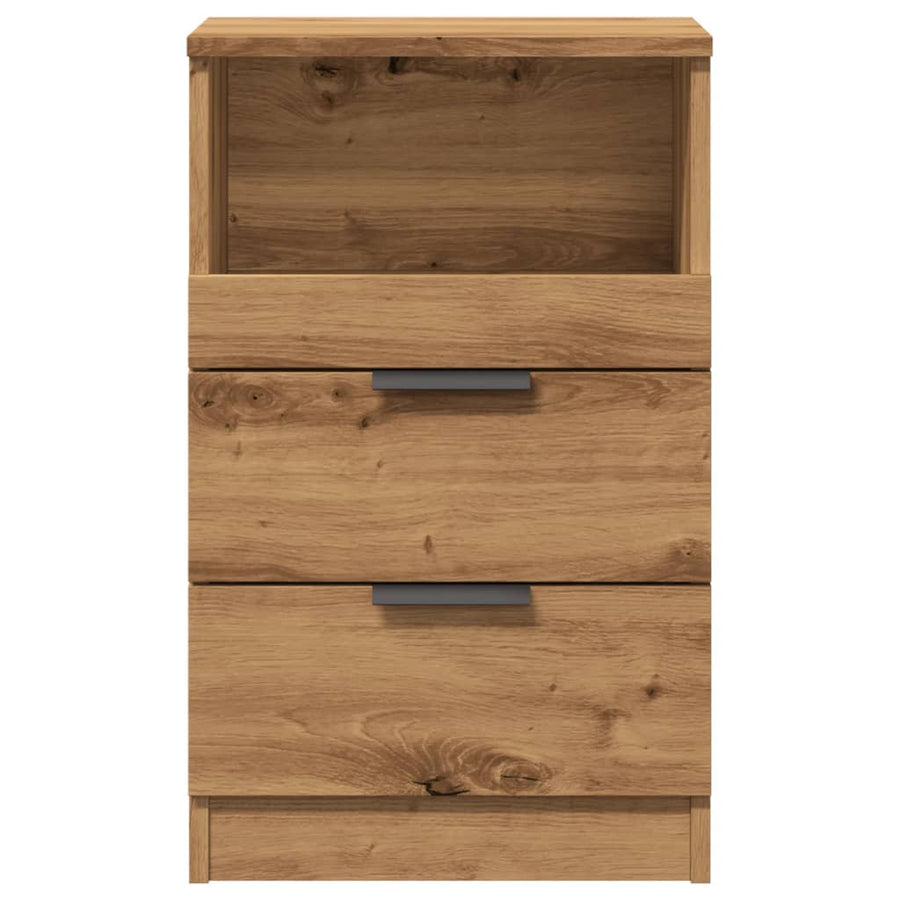Nachtkastjes 2 st 40x36x65cm bewerkt hout artisanaal eikenkleur
