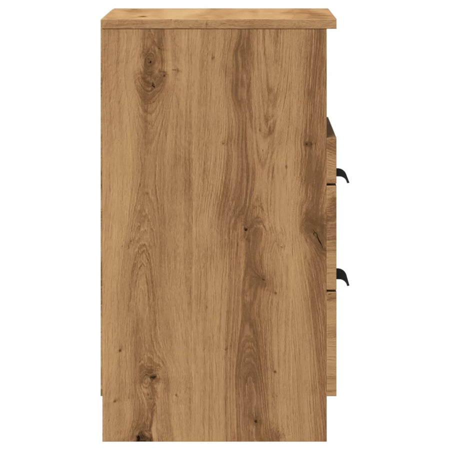 Nachtkastjes 2 st 40x36x65cm bewerkt hout artisanaal eikenkleur