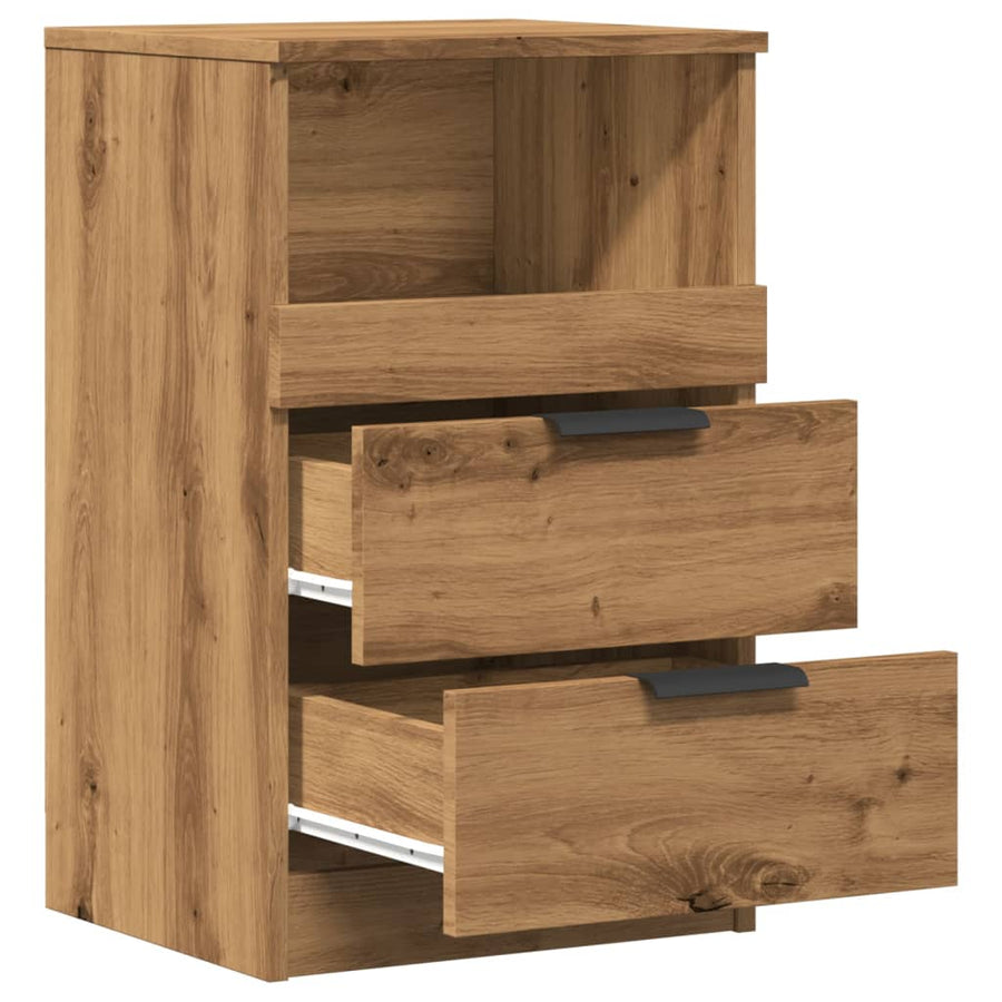Nachtkastjes 2 st 40x36x65cm bewerkt hout artisanaal eikenkleur
