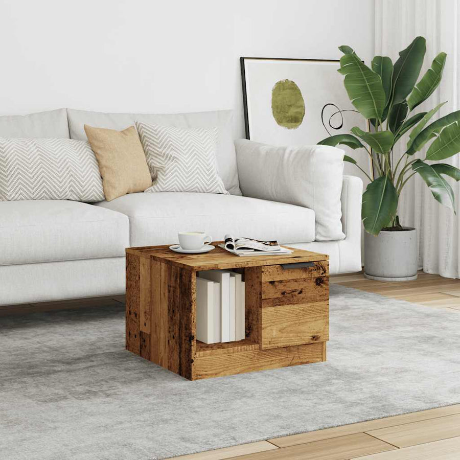 Salontafel 50x50x36 cm bewerkt hout oud houtkleurig