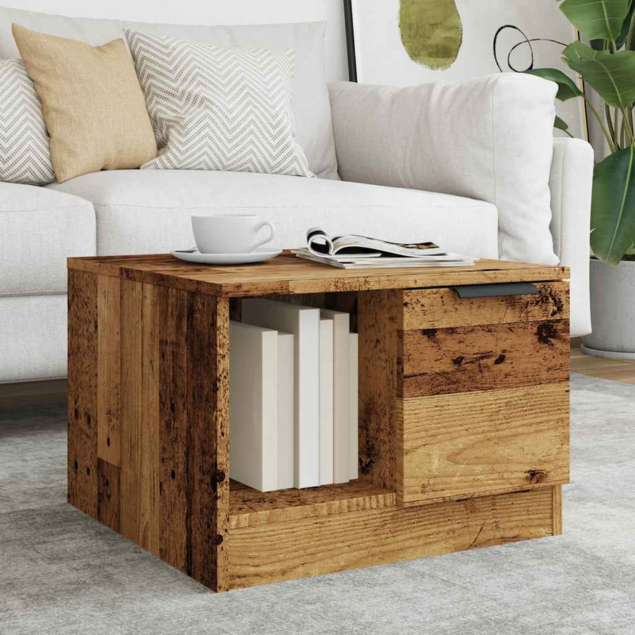 Salontafel 50x50x36 cm bewerkt hout oud houtkleurig