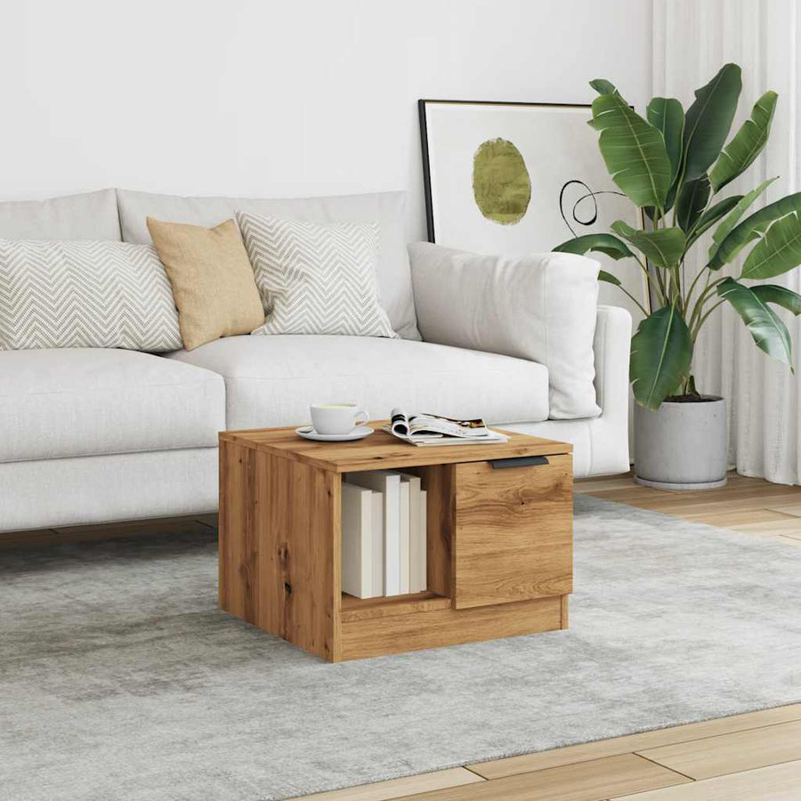 Salontafel 50x50x36 cm bewerkt hout artisanaal eikenkleur