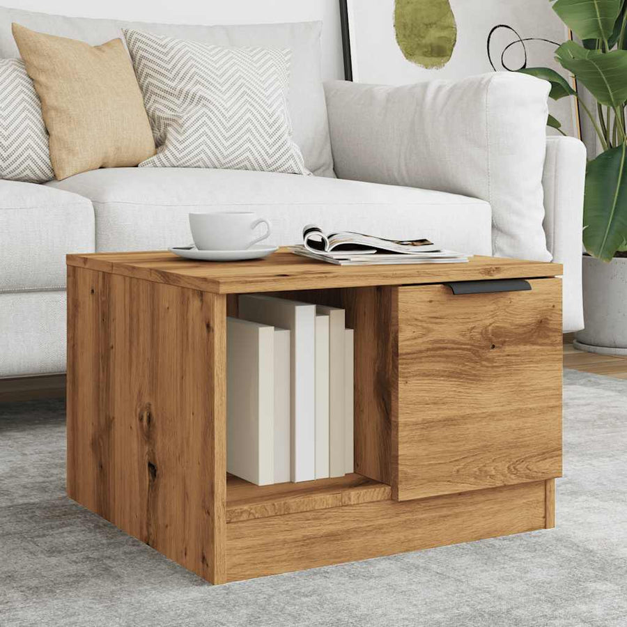 Salontafel 50x50x36 cm bewerkt hout artisanaal eikenkleur