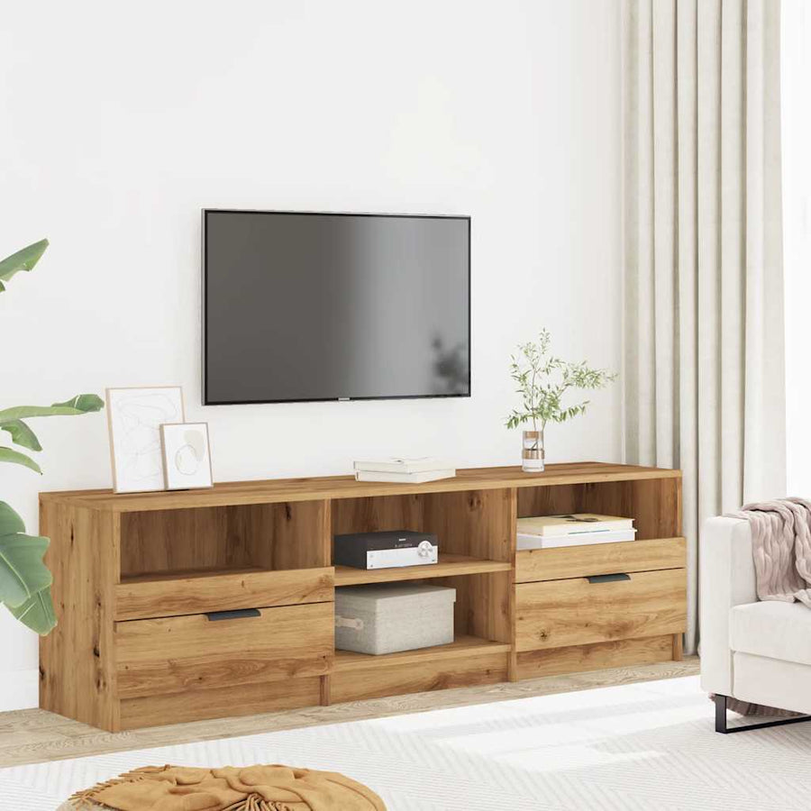 Tv-meubel 150x33,5x45 cm bewerkt hout artisanaal eikenkleur