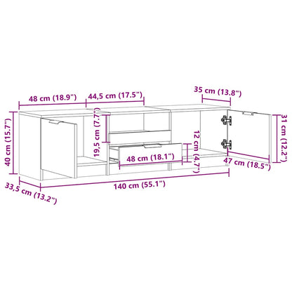 Tv-meubel 150x33,5x45 cm bewerkt hout artisanaal eikenkleur