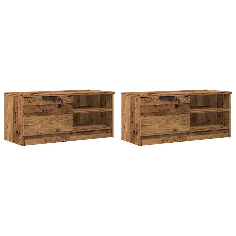 Tv-meubels 2 st 80x35x36,5 cm bewerkt hout oud houtkleurig