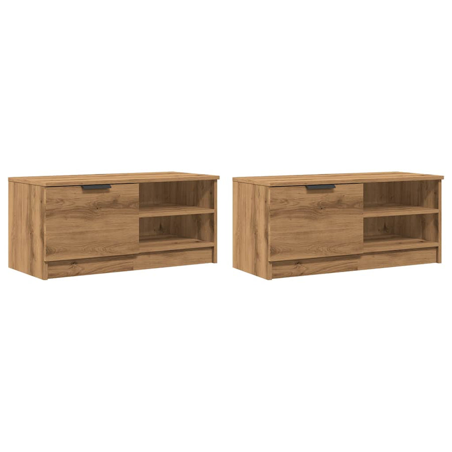 Tv-meubelen 2 st 80x35x36,5 cm bewerkt hout artisanaal eiken