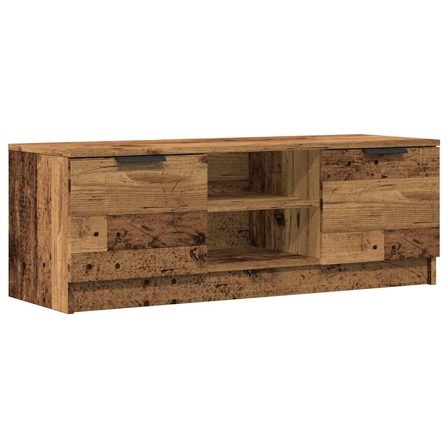 Tv-meubel 102x35x36,5 cm bewerkt hout oud houtkleurig