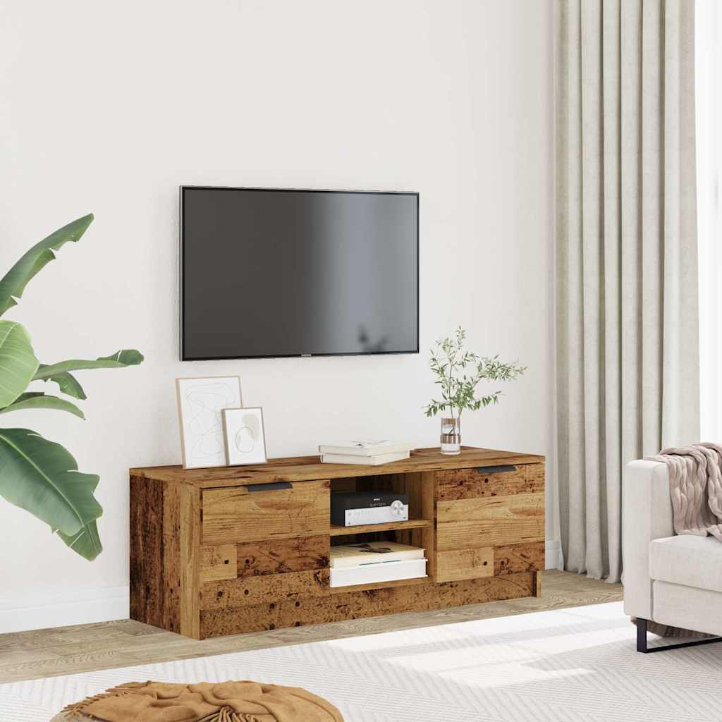 Tv-meubel 102x35x36,5 cm bewerkt hout oud houtkleurig
