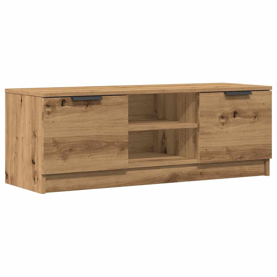 Tv-meubel 102x35x36,5 cm bewerkt hout artisanaal eikenkleur