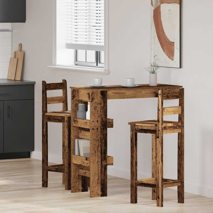 Bartafel wandgemonteerd 102x45x103,5 cm bewerkt hout oud hout