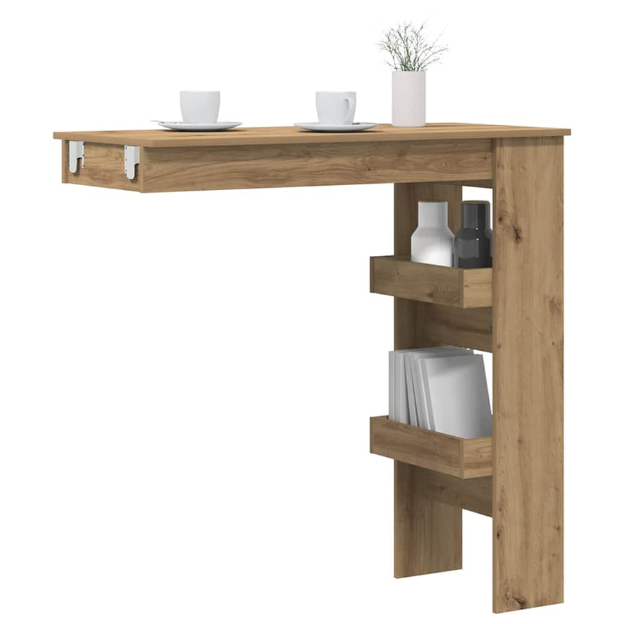 Bartafel wandgemonteerd 102x45x103,5 cm bewerkt hout artisanaal