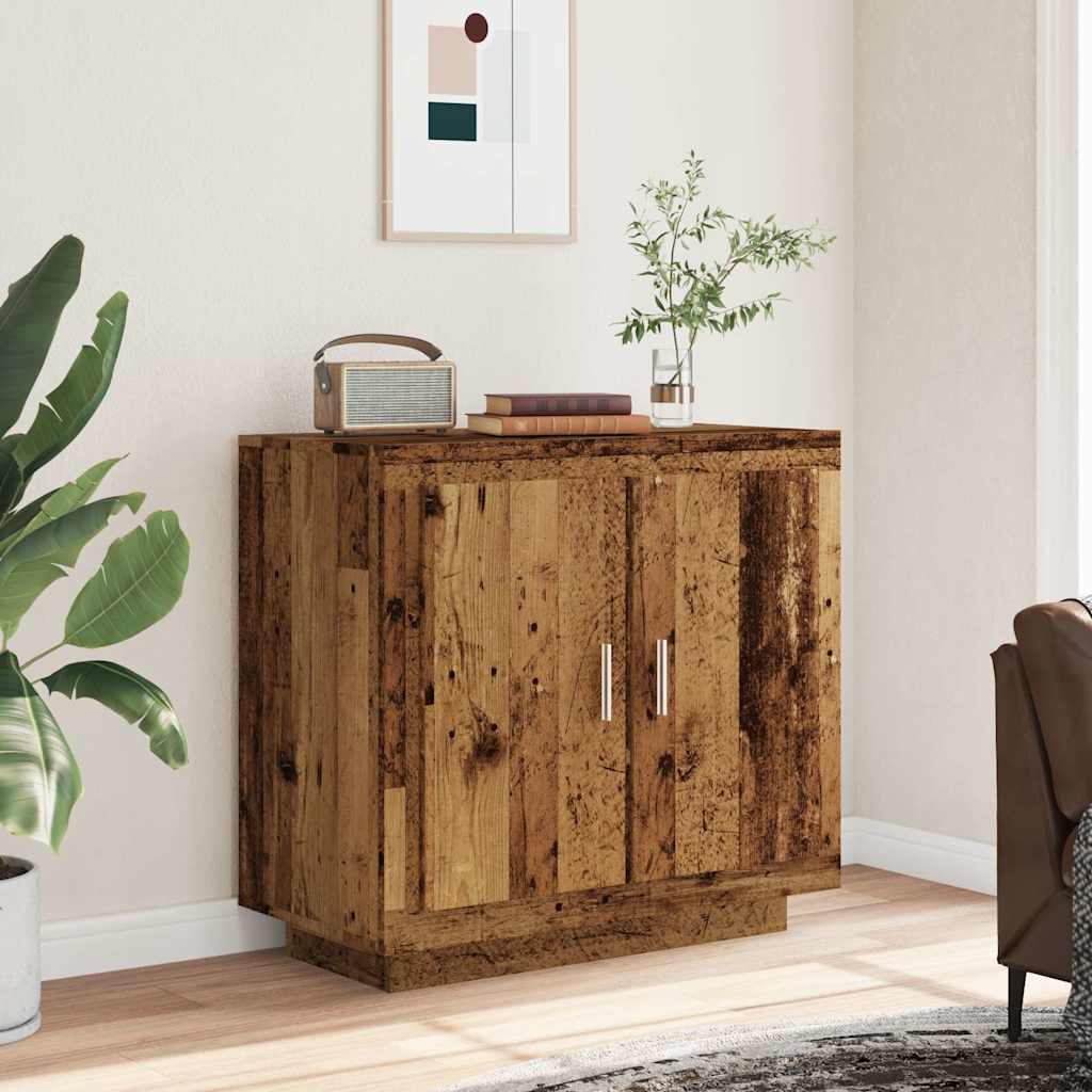 Dressoir 80x40x75 cm bewerkt hout oud houtkleurig