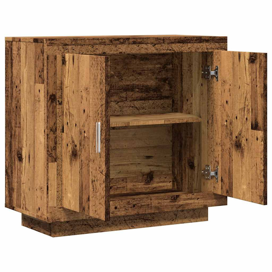 Dressoir 80x40x75 cm bewerkt hout oud houtkleurig