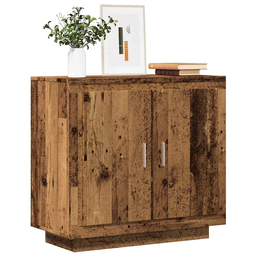 Dressoir 80x40x75 cm bewerkt hout oud houtkleurig