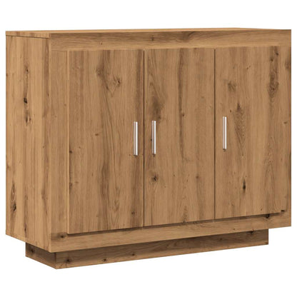 Dressoir 92x35x75 cm bewerkt hout artisanaal eikenkleur