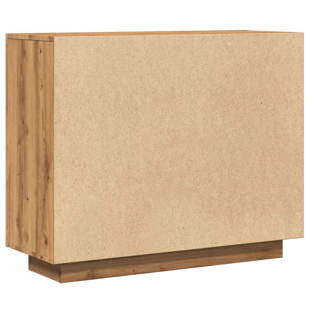 Dressoir 92x35x75 cm bewerkt hout artisanaal eikenkleur
