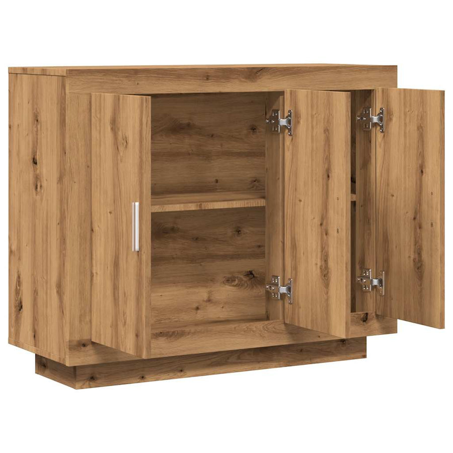 Dressoir 92x35x75 cm bewerkt hout artisanaal eikenkleur