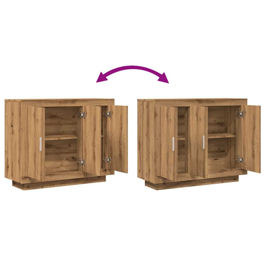 Dressoir 92x35x75 cm bewerkt hout artisanaal eikenkleur