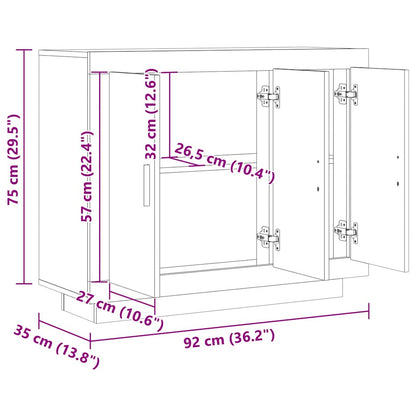 Dressoir 92x35x75 cm bewerkt hout artisanaal eikenkleur