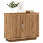 Sideboard 92x35x75 cm carved wood artisan oak color