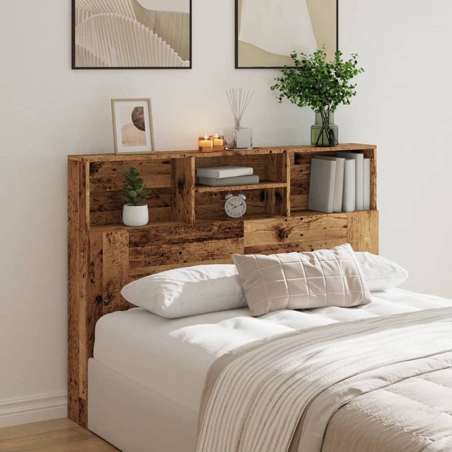 Hoofdbordkast 140x19x103,5 cm oud houtkleurig