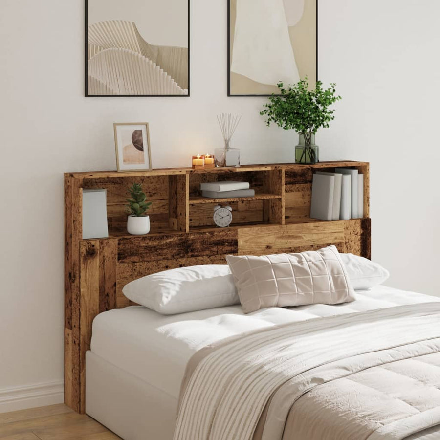 Hoofdbordkast 160x19x103,5 cm bewerkt hout oud houtkleurig
