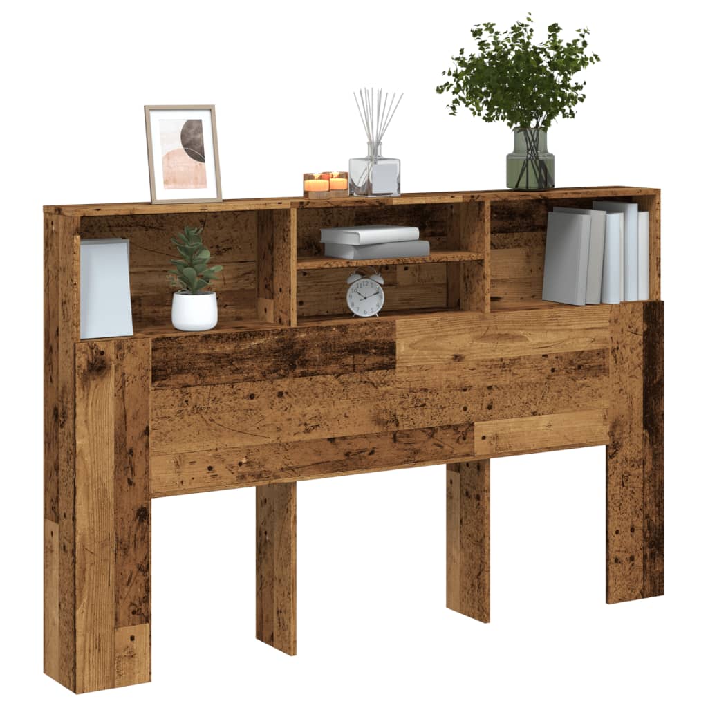 Hoofdbordkast 160x19x103,5 cm bewerkt hout oud houtkleurig