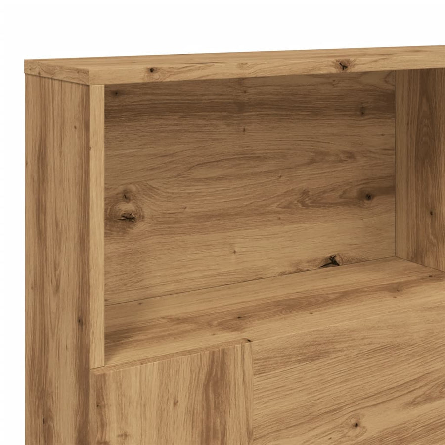 Hoofdbordkast 160x19x103,5cm bewerkt hout artisanaal eikenkleur