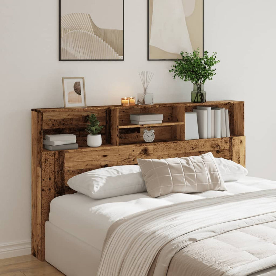 Hoofdbordkast 180x19x103,5 cm bewerkt hout oud houtkleurig