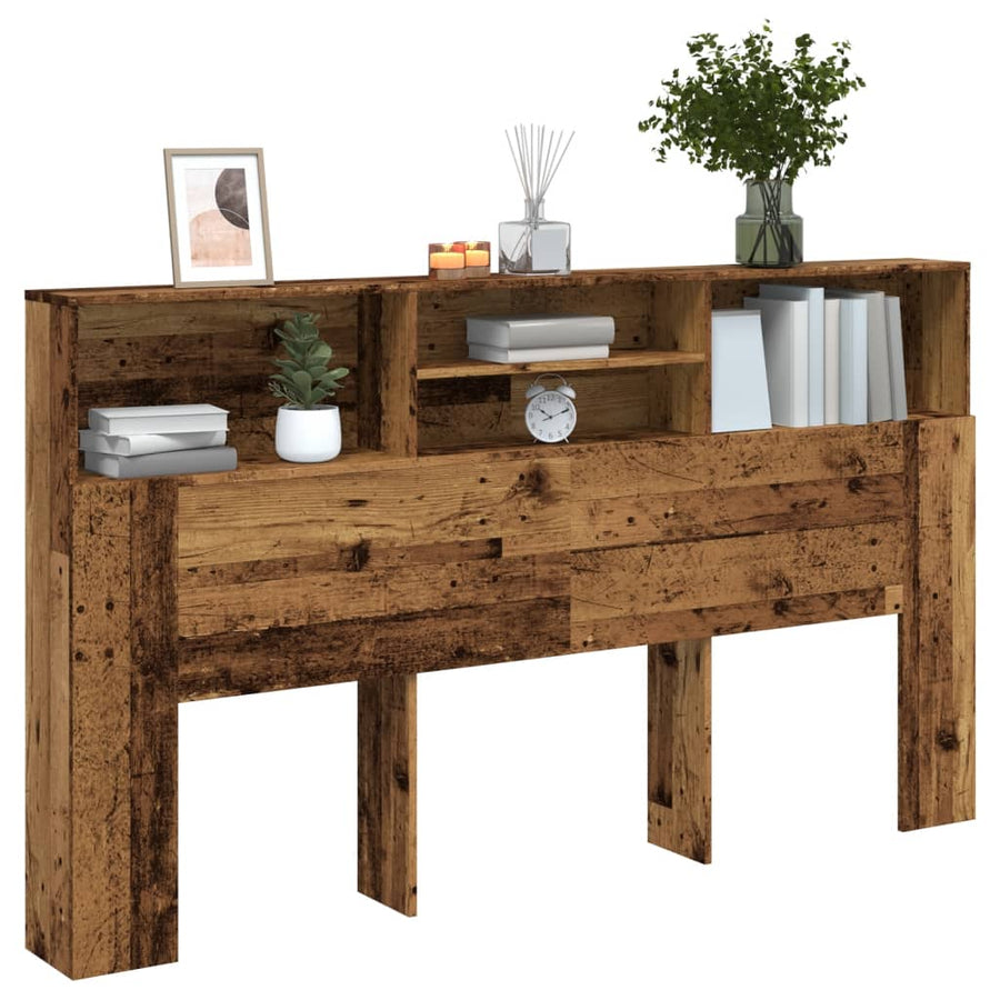 Hoofdbordkast 180x19x103,5 cm bewerkt hout oud houtkleurig