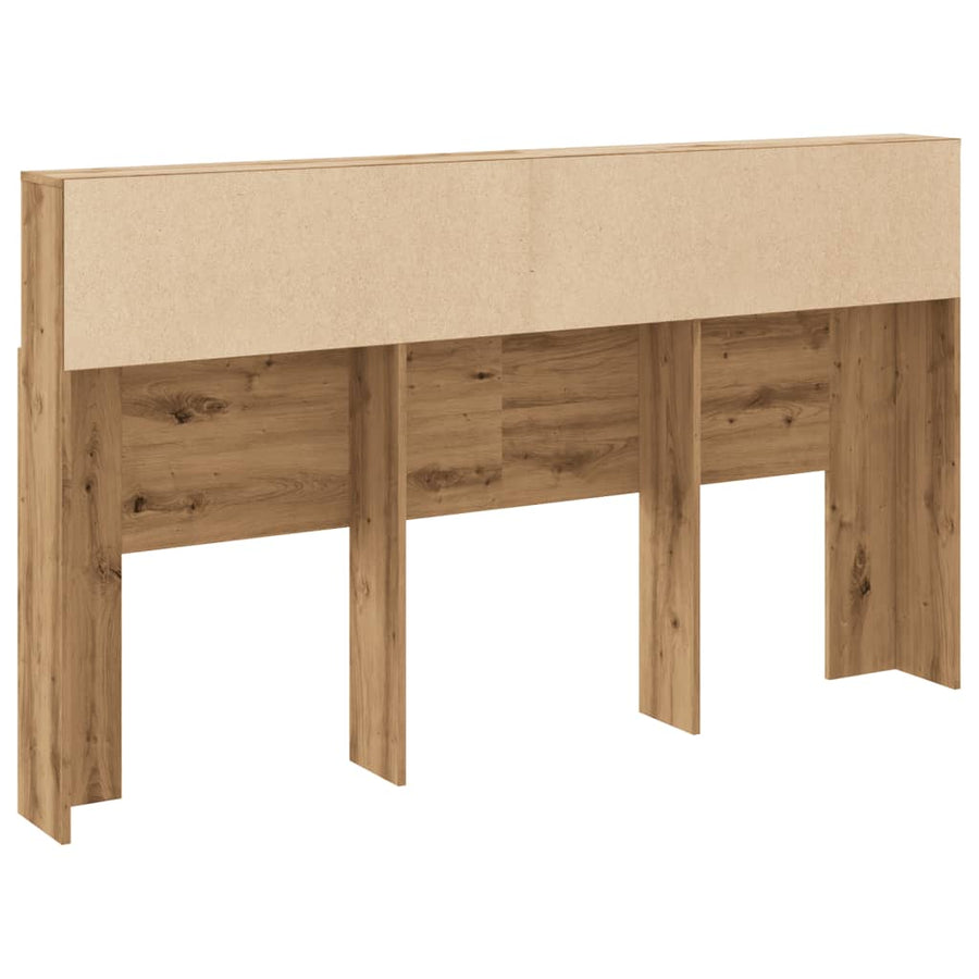 Hoofdbordkast 180x19x103,5cm bewerkt hout artisanaal eikenkleur