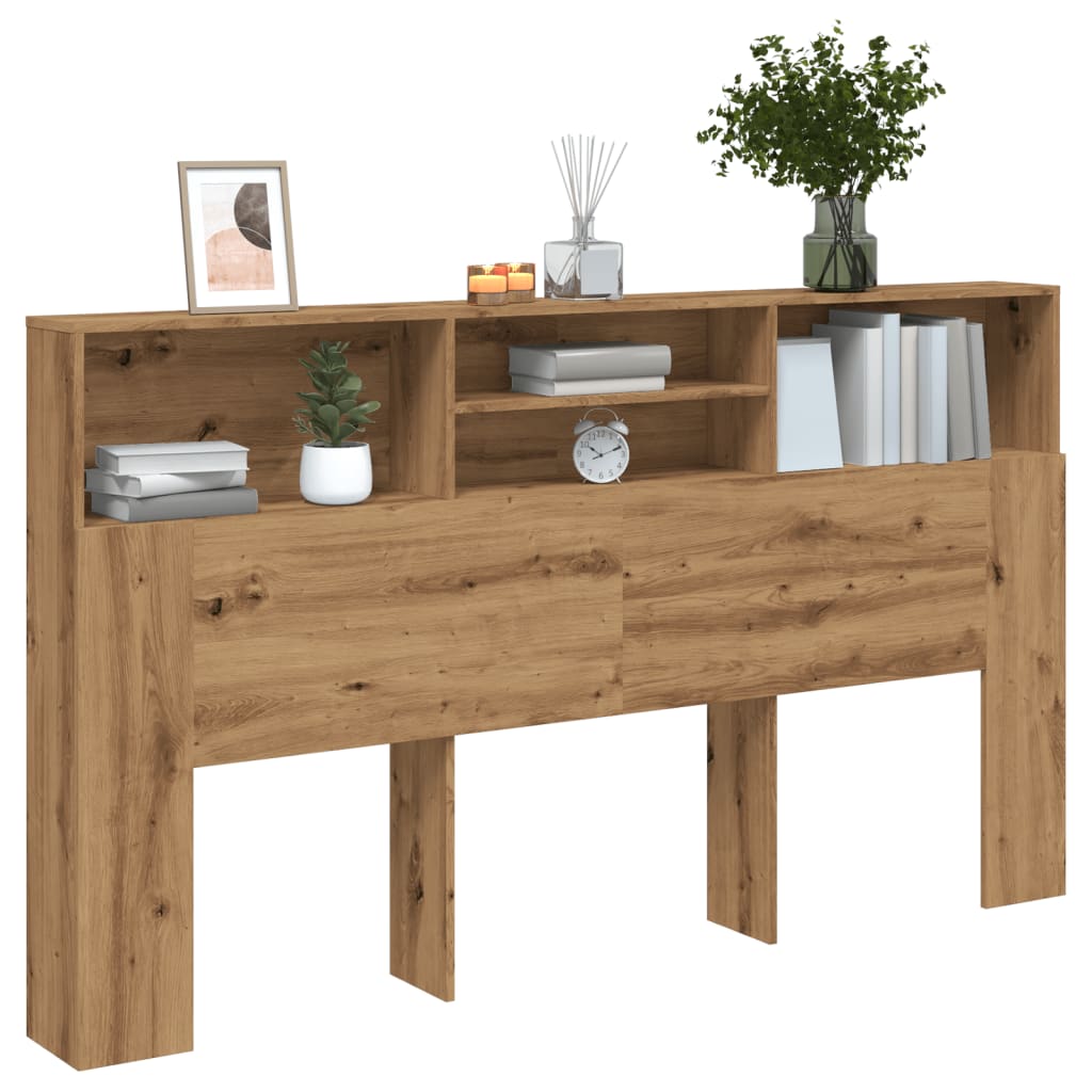 Hoofdbordkast 180x19x103,5cm bewerkt hout artisanaal eikenkleur