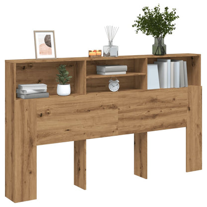 Hoofdbordkast 180x19x103,5cm bewerkt hout artisanaal eikenkleur
