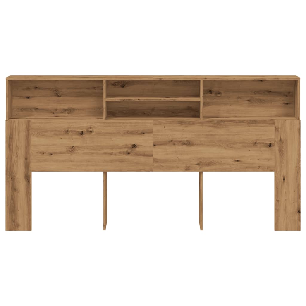 Hoofdbordkast 200x19x103,5 cm bewerkt hout artisanaal eiken