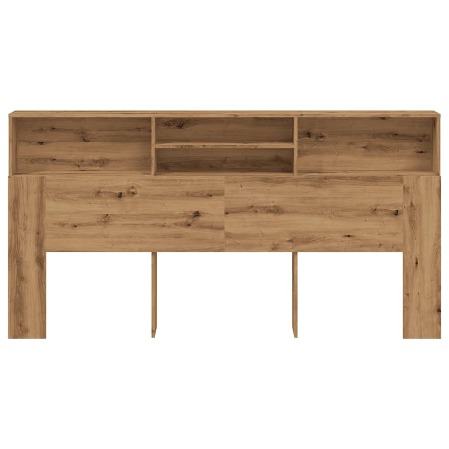 Hoofdbordkast 200x19x103,5 cm bewerkt hout artisanaal eiken