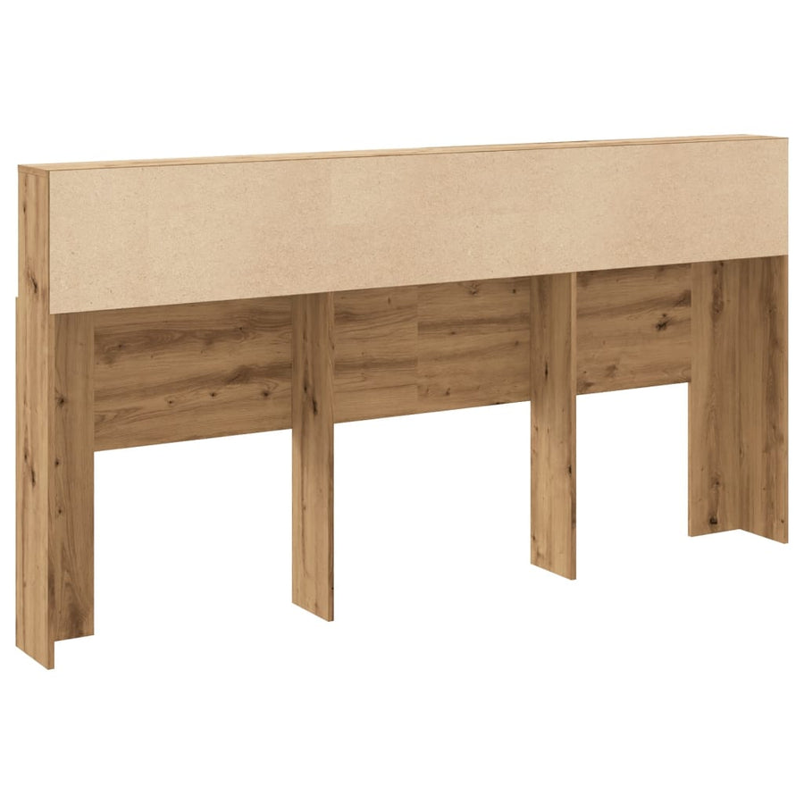 Hoofdbordkast 200x19x103,5 cm bewerkt hout artisanaal eiken